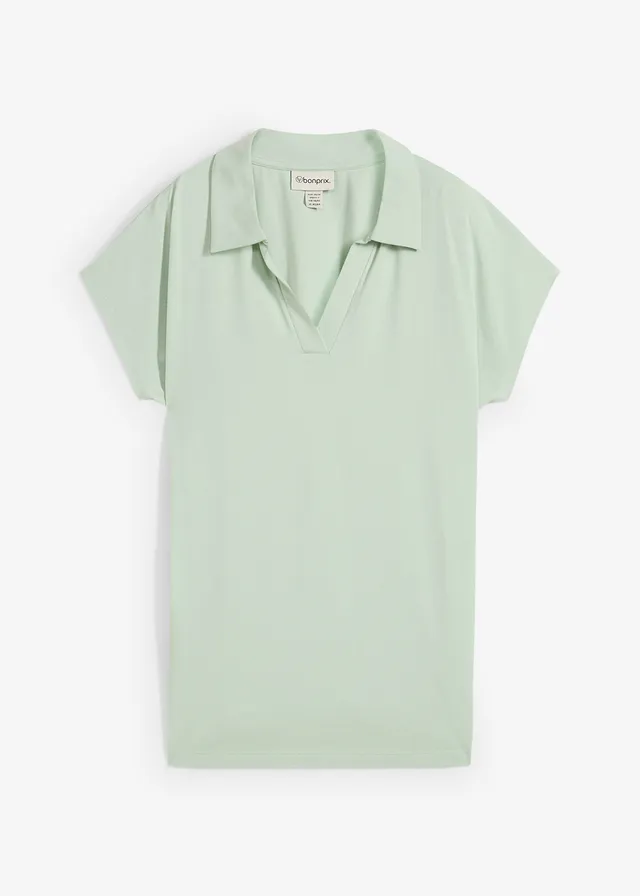 Shirt met een open polokraag • lichtrietgroen • bonprix online shop