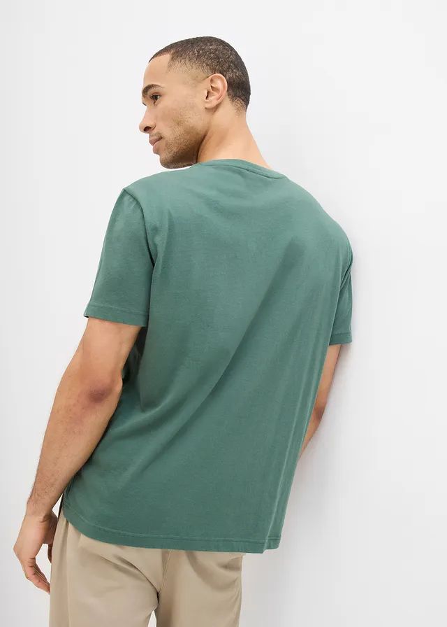 Tricou (set/3 buc.) • verde fumuriu+alb+verde-umbră • magazin bonprix