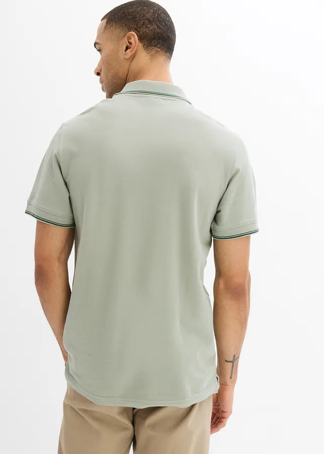 Poloshirt van katoen met ritssluiting • rookgroen • product-page.page-title-suffix