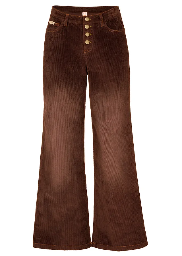 Stretch corduroy broek, wide • bruin used • bonprix online shop