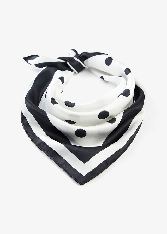 Foulard à pois en velours éponge • blanc-noir à pois • Boutique bonprix