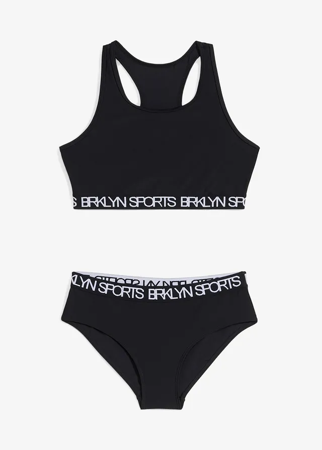 Sportovní bikiny s boxerským zadním dílem (2dílná souprava), barva: černá