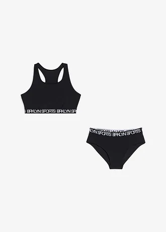 Sportbikini met racerback (2-dlg. set), Kleur: zwart