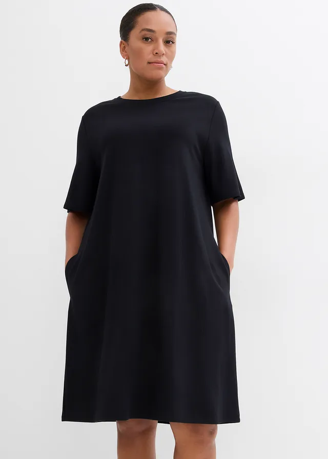 Robe en jersey, coupe trapèze, Couleur: noir