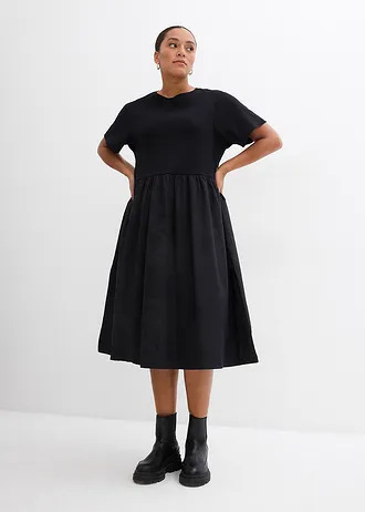 Sukienka midi z czystej bawełny, kolor: czarny