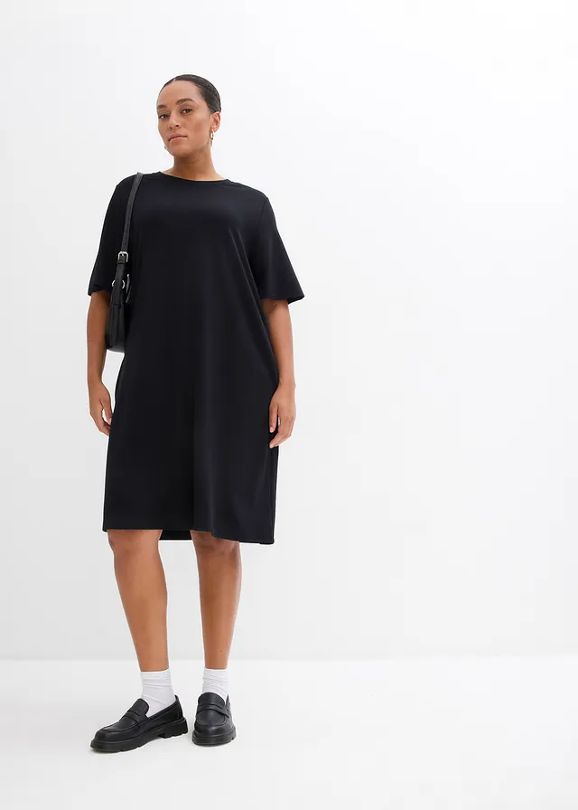 Robe en jersey, coupe trapèze, Couleur: noir