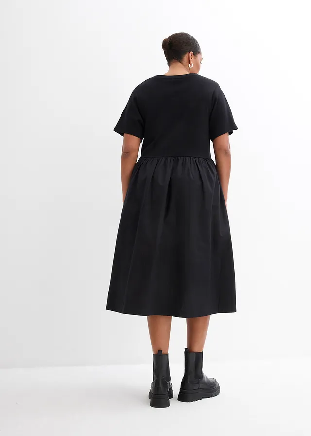 Robe midi 100% coton, Couleur: noir