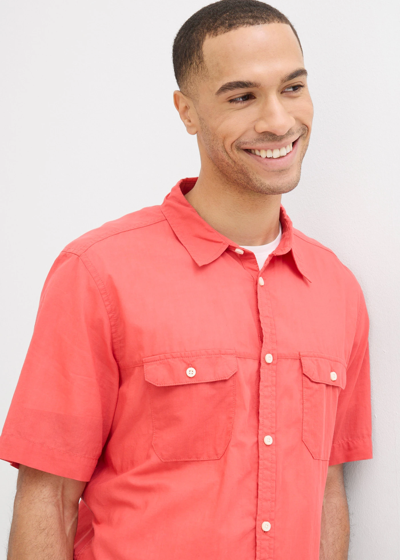 Chemise manches courtes 100% coton • rouge corail • Boutique bonprix