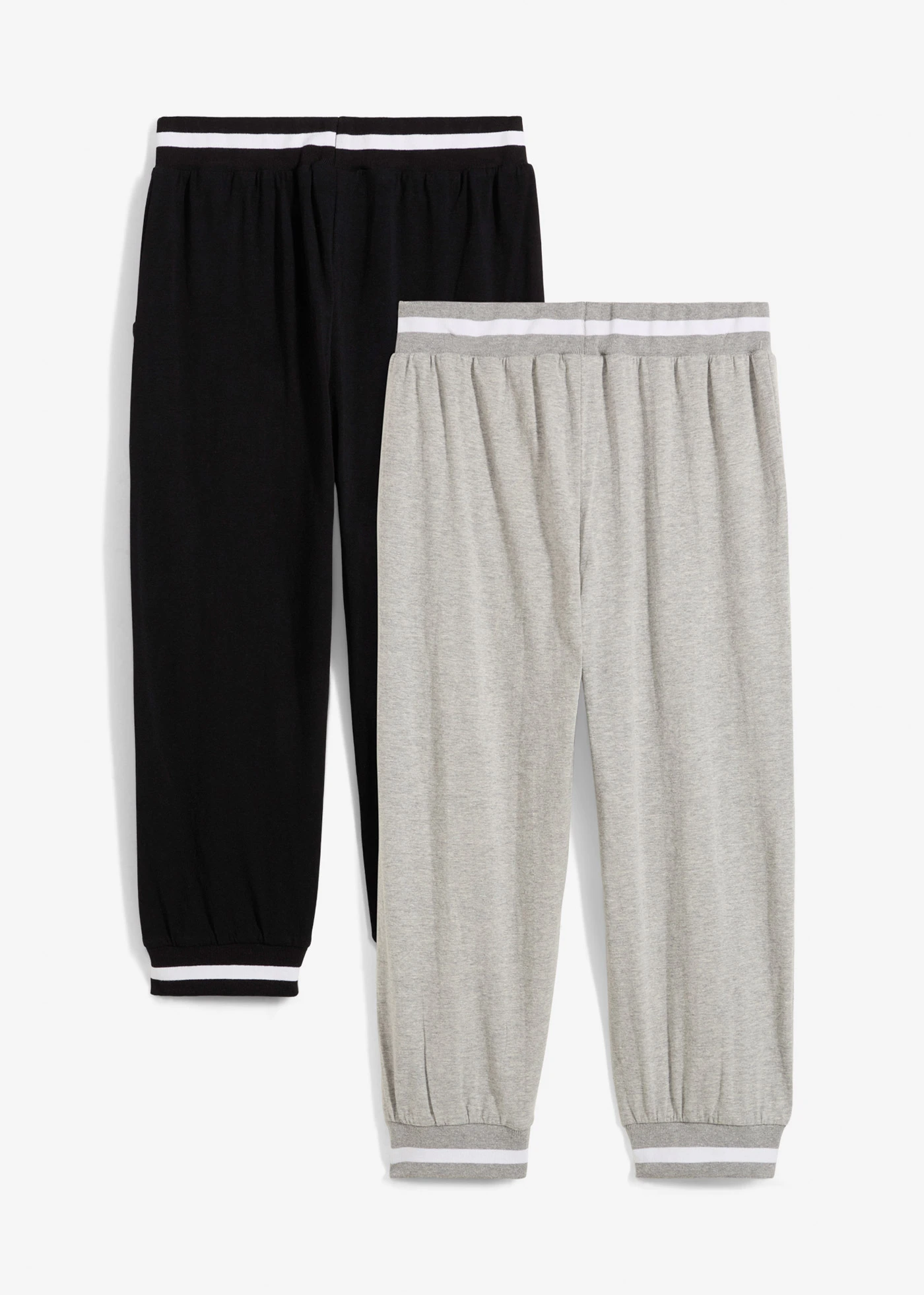 3/4 joggingbroek (set van 2) • lichtgrijs gemêleerd+zwart • bonprix online shop