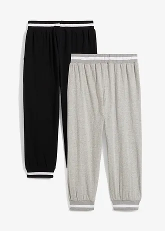 3/4 joggingbroek (set van 2) • lichtgrijs gemêleerd+zwart • bonprix online shop