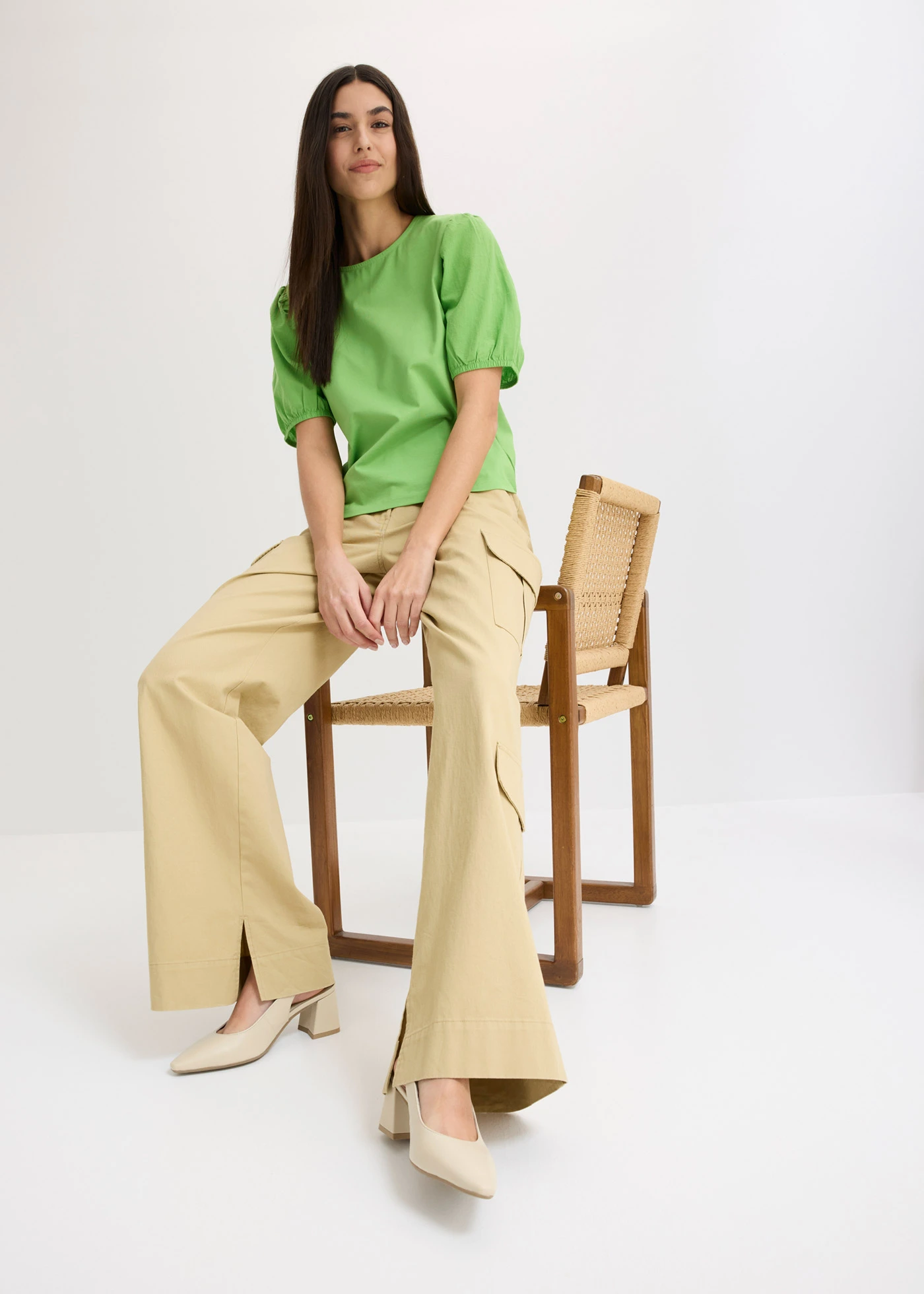 Shirt met ballonmouwen • klavergroen • bonprix online shop