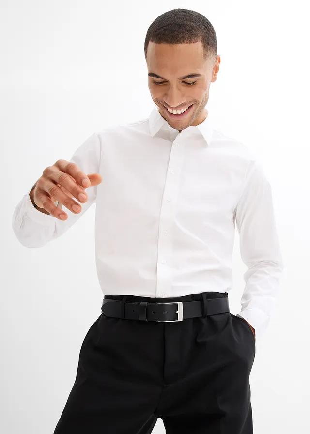 Chemise habillée sans repassage 100% coton, regular, Couleur: blanc