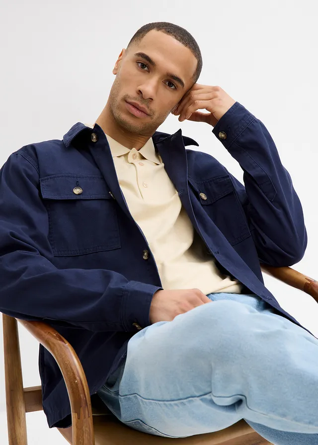 Twill tussenjas, loose fit • donkerblauw • product-page.page-title-suffix