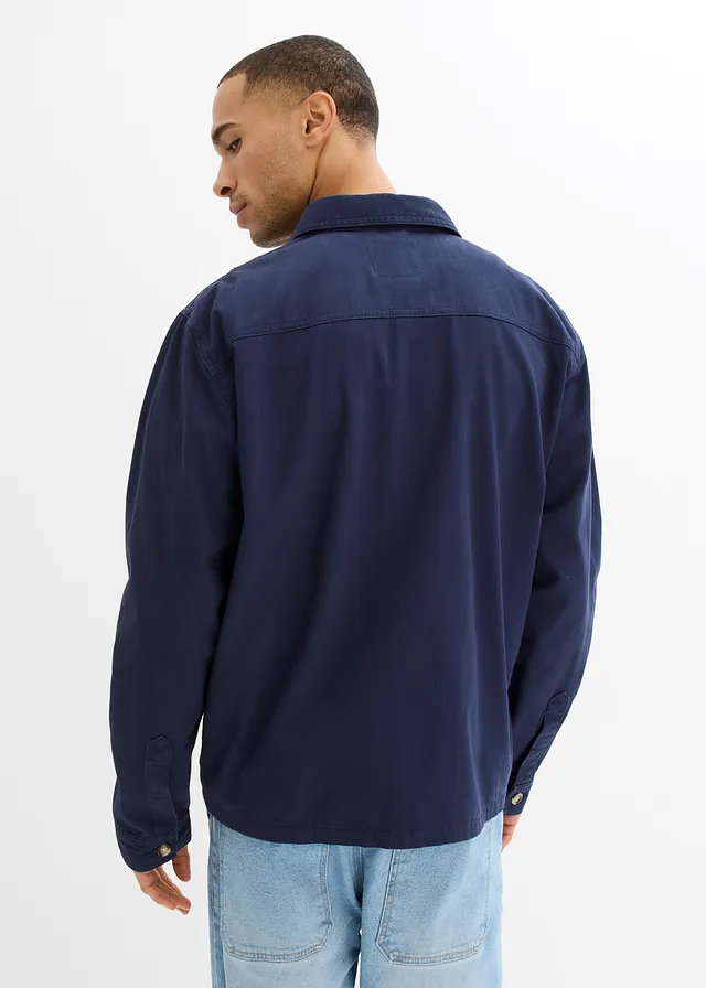 Veste ample de mi-saison en twill, Couleur: bleu foncé