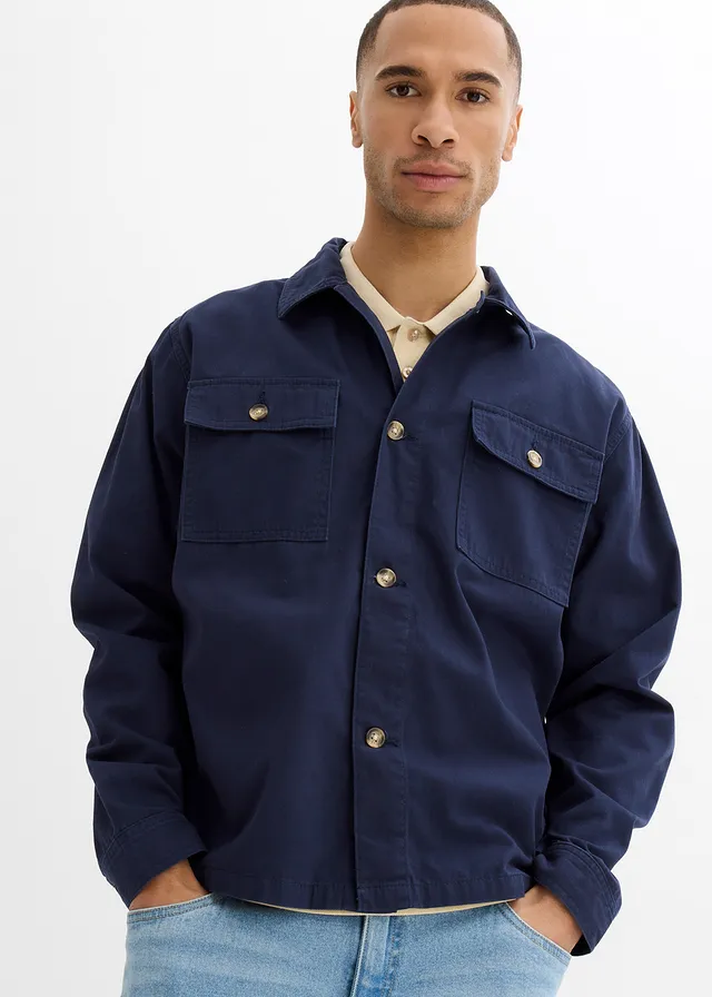 Twill tussenjas, loose fit