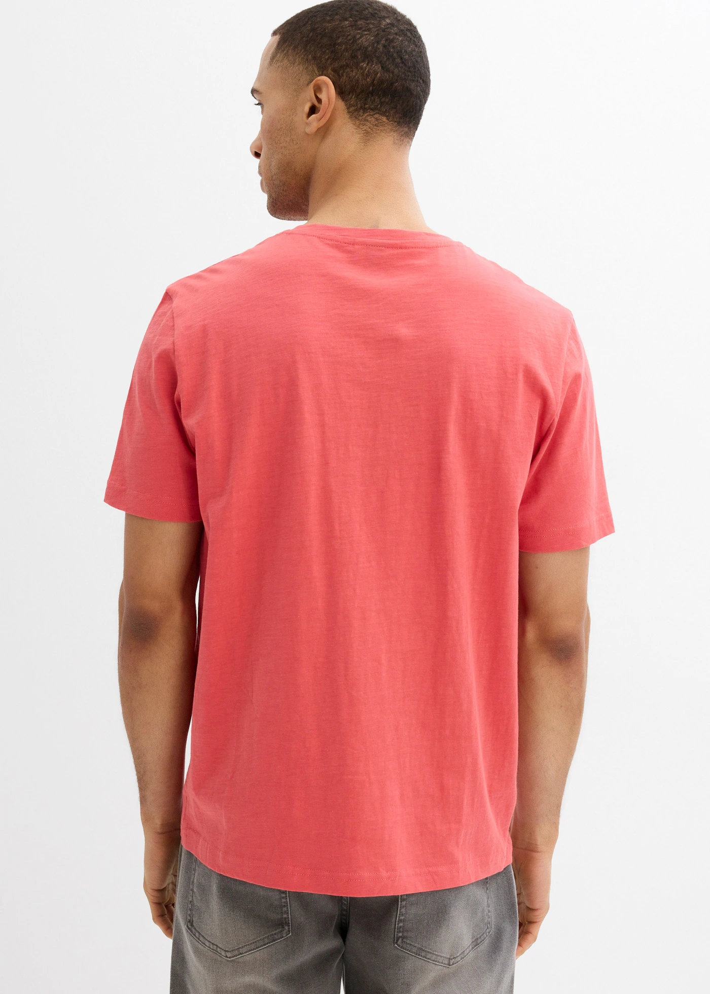 Henley shirt met comfort fit van puur biologisch katoen, korte mouw • koraalrood • bonprix online shop