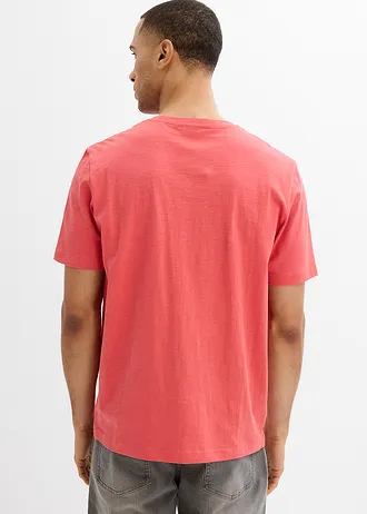 Henley shirt met comfort fit van puur biologisch katoen, korte mouw • koraalrood • bonprix online shop