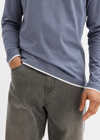 2-in-1 longsleeve (set van 2) • donkerblauw+rookblauw • bonprix online shop