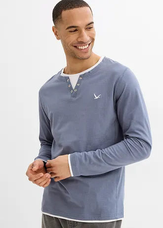 2-in-1 longsleeve (set van 2) • donkerblauw+rookblauw • bonprix online shop