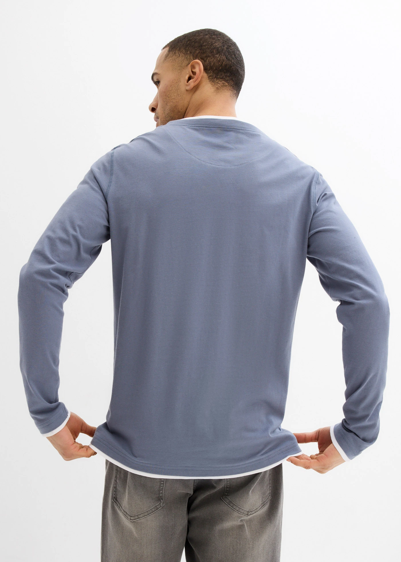 Bluză 2 în 1 cu mâneci lungi (set/2 buc.) • bleumarin-albastru fumuriu • magazin bonprix