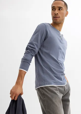 2-in-1 longsleeve (set van 2) • donkerblauw+rookblauw • bonprix online shop