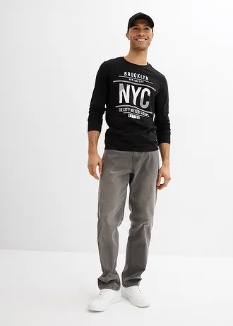 Hosszú ujjú póló tiszta bio-pamutból, Slim Fit • fekete • bonprix áruház