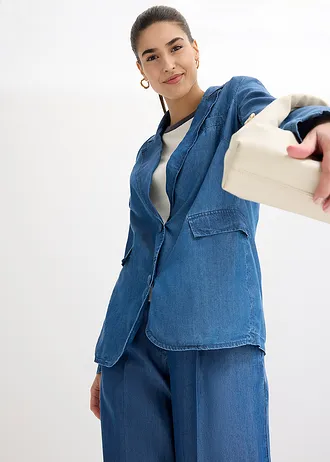 Lyocell blazer • blauw denim • bonprix online shop
