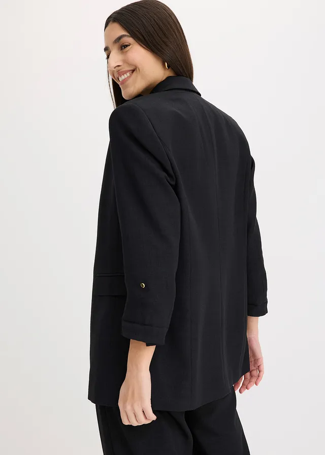 Lange blazer, Kleur: zwart