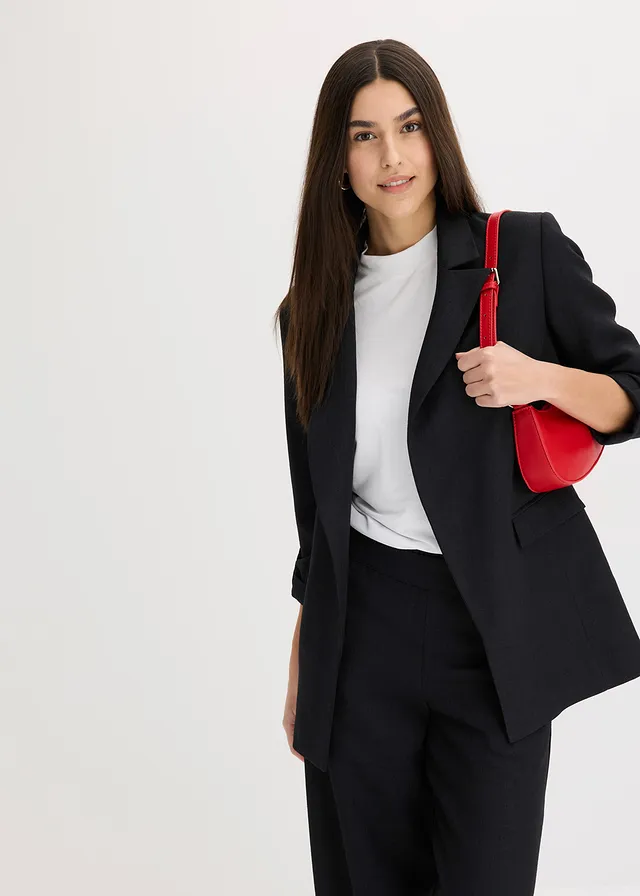 Lange blazer, Kleur: zwart