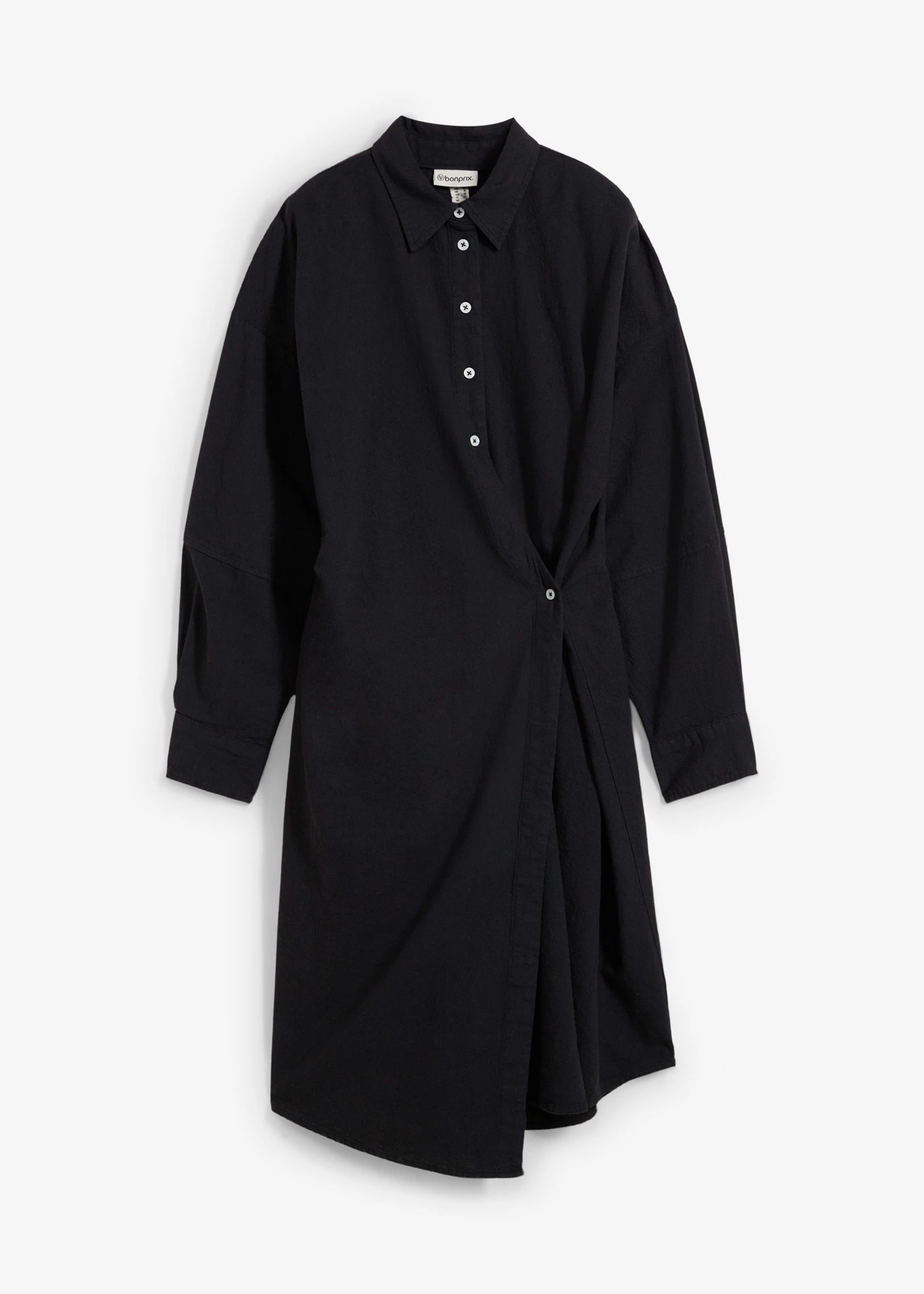 Robe-chemise asymétrique • noir • Boutique bonprix