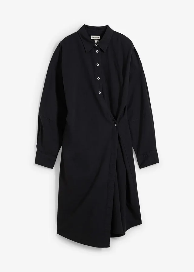 Robe-chemise asymétrique • noir • Boutique bonprix
