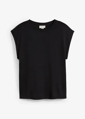 Top van een viscosemix met schoudervullingen • zwart • bonprix online shop