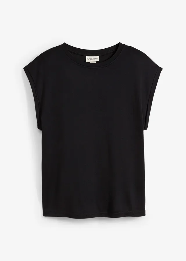 Top van een viscosemix met schoudervullingen • zwart • bonprix online shop