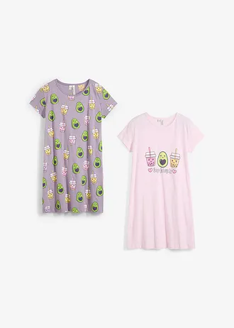 Nachthemd met biologisch katoen (set van 2) • roze+paars • bonprix online shop