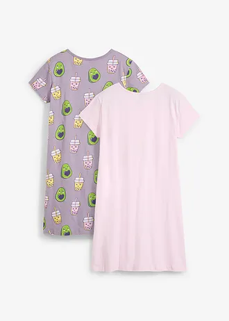 Nachthemd met biologisch katoen (set van 2) • roze+paars • bonprix online shop