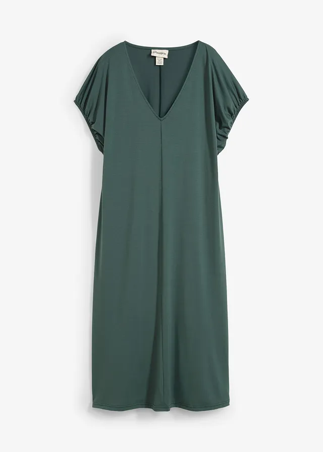 Rochie din jerse cu decolteu în V din amestec de viscoză