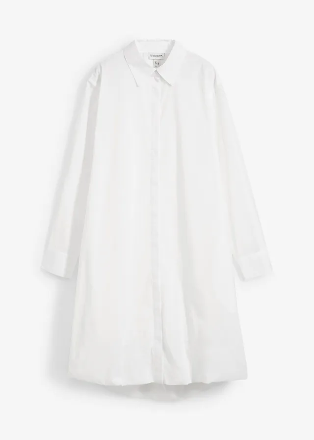 Robe-chemise 100% coton à base boule, Couleur: blanc