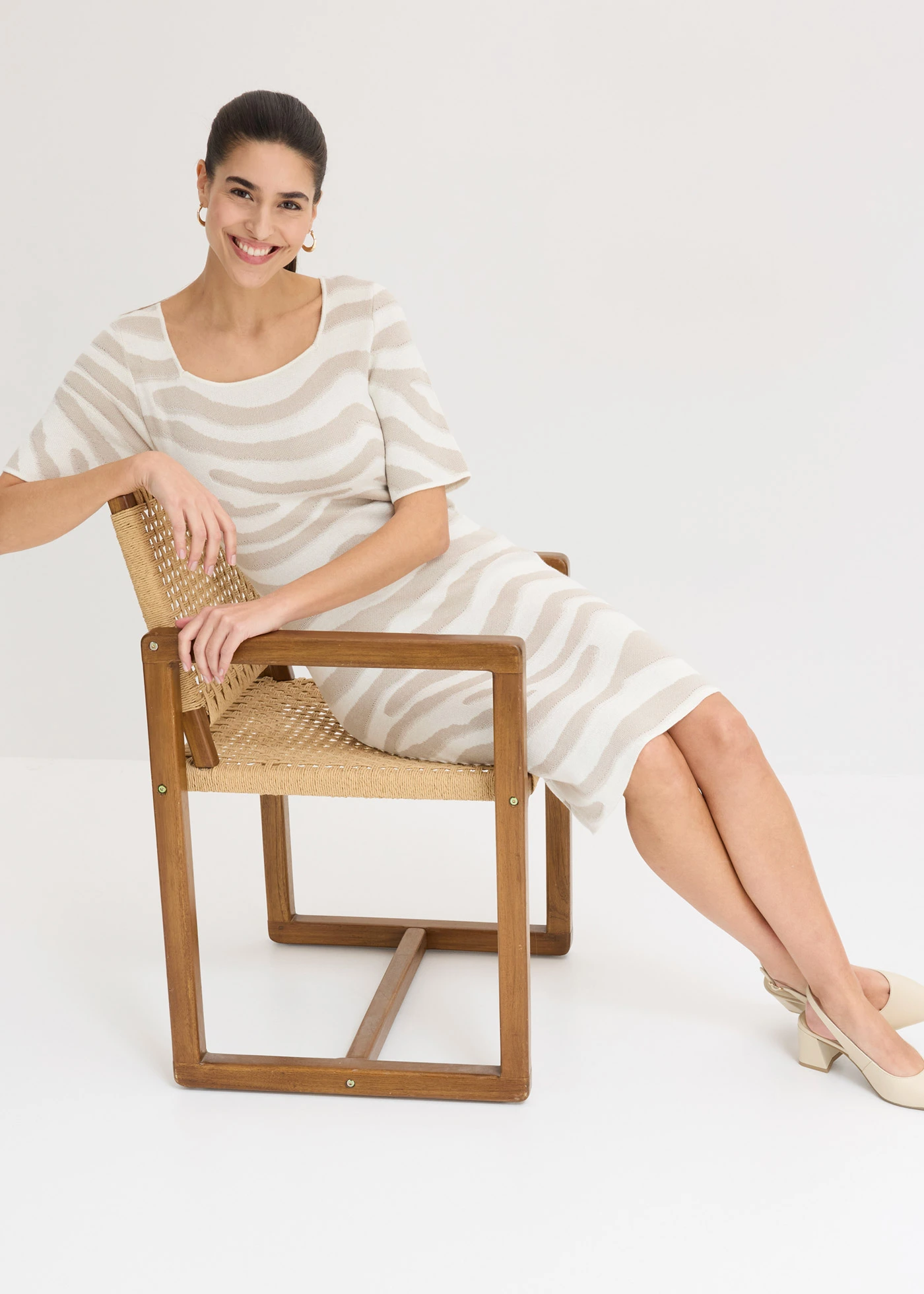 Gebreide jacquard jurk • zebraprint wolwit-steengrijs zebraprint • bonprix online shop