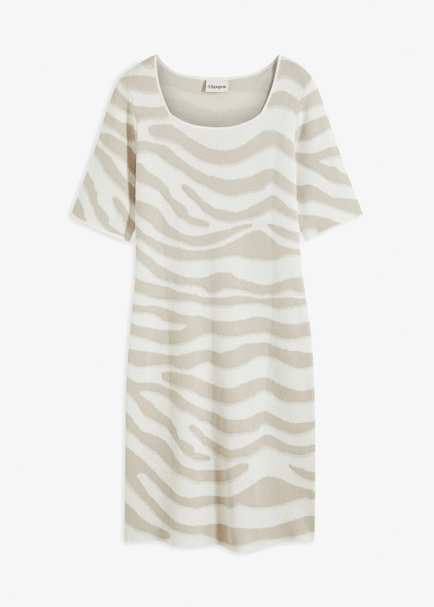 Gebreide jacquard jurk • zebraprint wolwit-steengrijs zebraprint • bonprix online shop