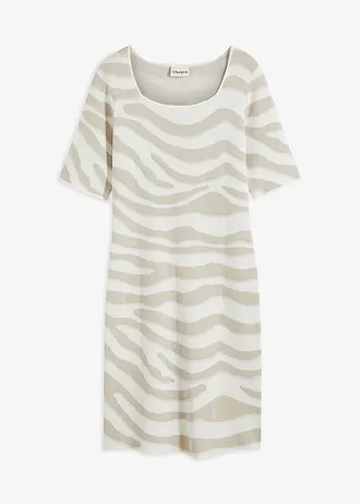 Gebreide jacquard jurk • zebraprint wolwit-steengrijs zebraprint • bonprix online shop