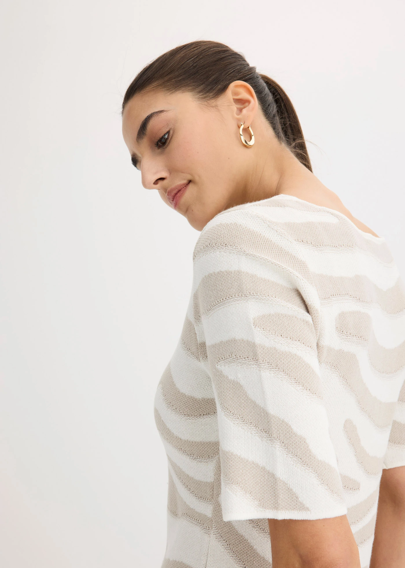 Gebreide jacquard jurk • zebraprint wolwit-steengrijs zebraprint • bonprix online shop