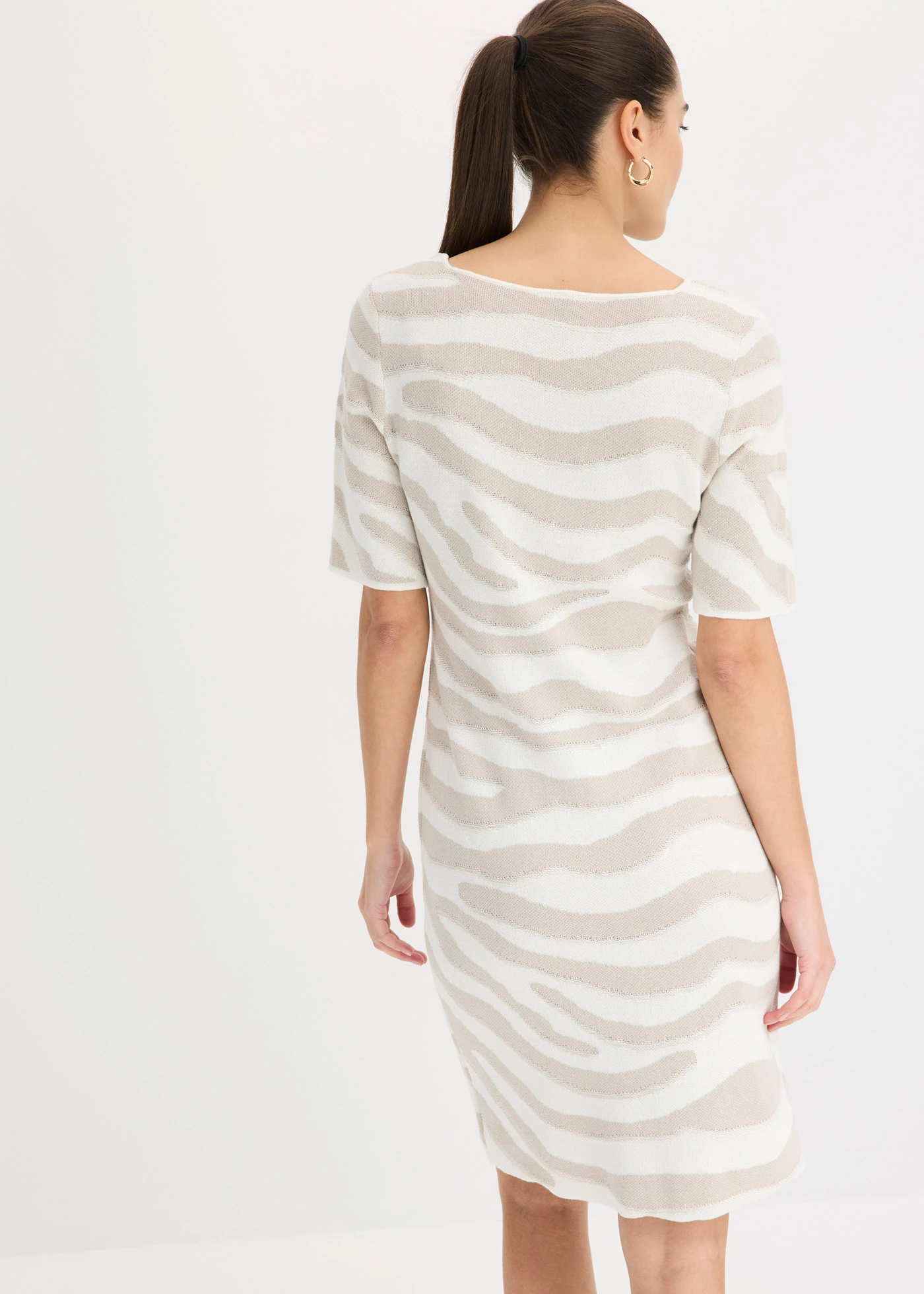 Gebreide jacquard jurk • zebraprint wolwit-steengrijs zebraprint • bonprix online shop