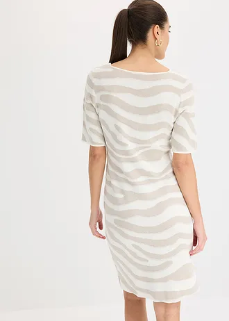 Gebreide jacquard jurk • zebraprint wolwit-steengrijs zebraprint • bonprix online shop