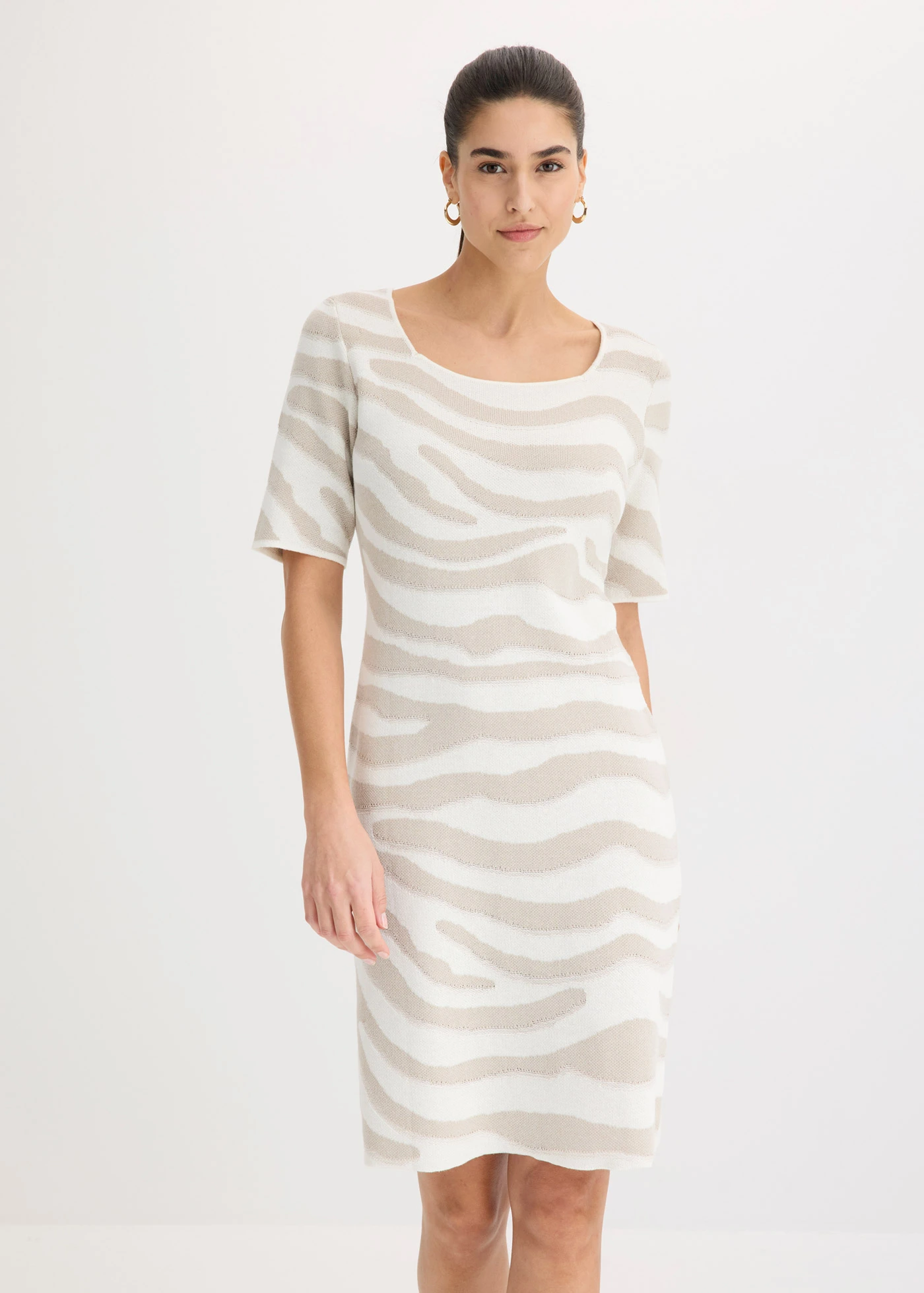 Gebreide jacquard jurk • zebraprint wolwit-steengrijs zebraprint • bonprix online shop