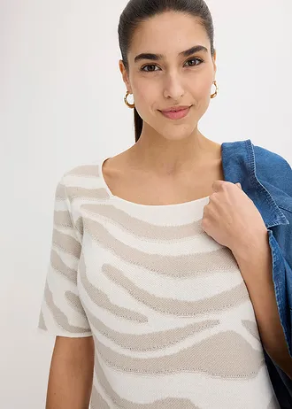 Gebreide jacquard jurk • zebraprint wolwit-steengrijs zebraprint • bonprix online shop