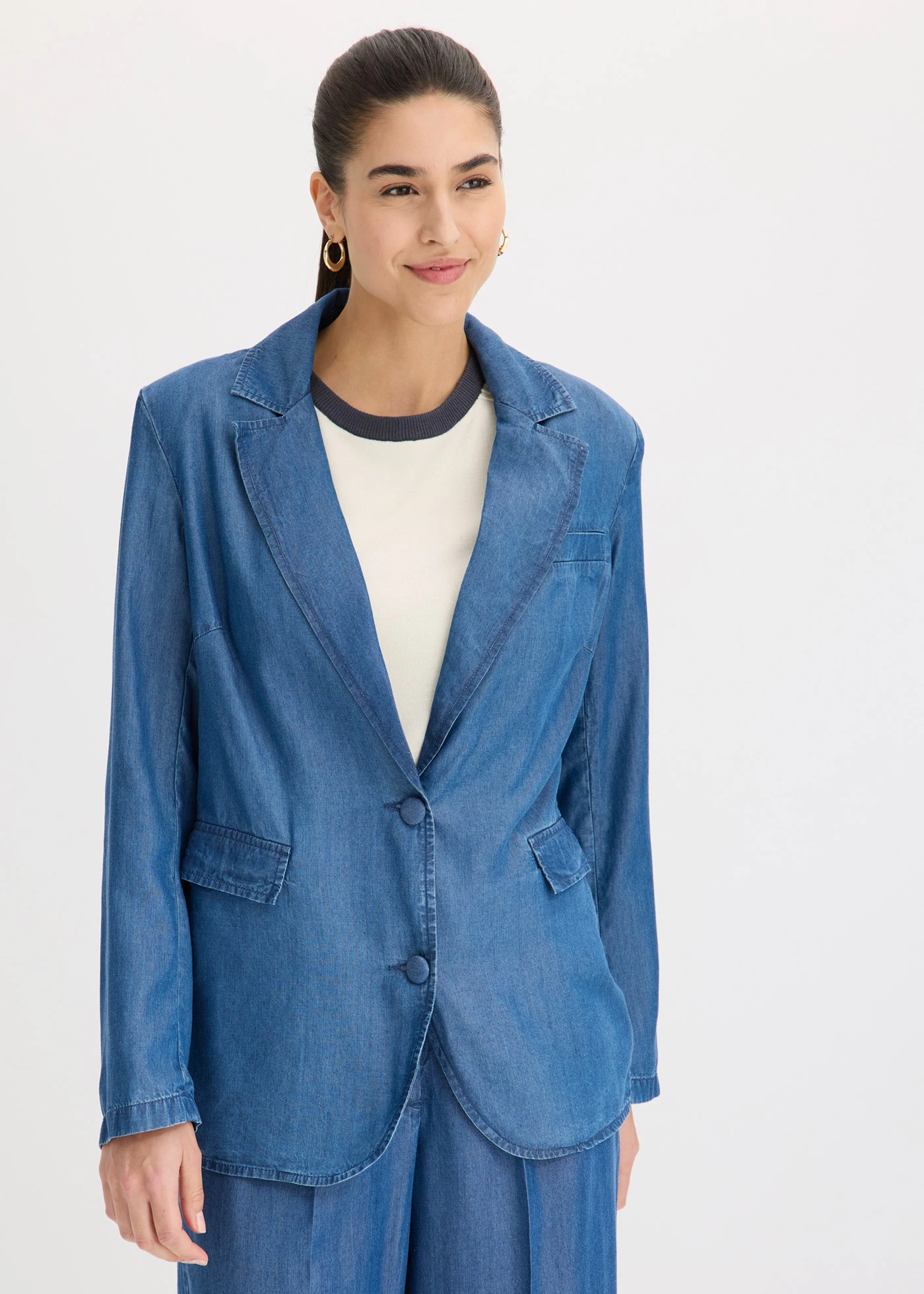 Lyocell blazer • blauw denim • bonprix online shop