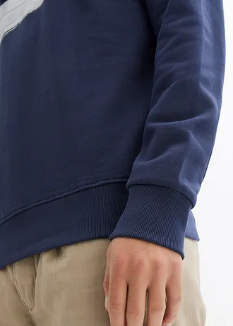 Sweat à capuche 100% coton • bleu foncé imprimé • Boutique bonprix