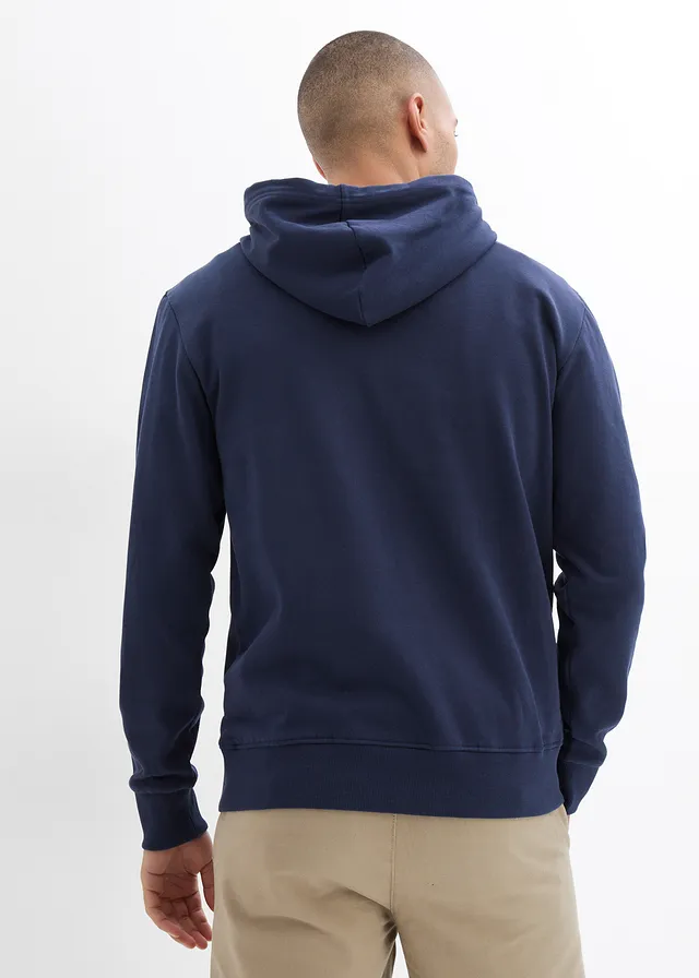 Sweater met capuchon van biologisch katoen, Kleur: donkerblauw