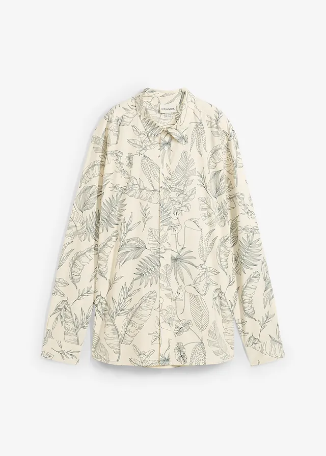 Overhemd van puur katoen • écru-schaduwgroen gebloemd • bonprix online shop