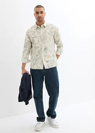 Overhemd van puur katoen • écru-schaduwgroen gebloemd • bonprix online shop